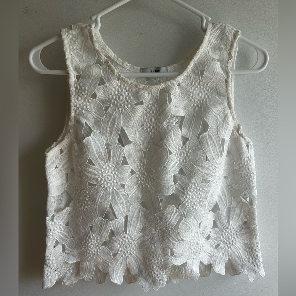White Floral Lace Top